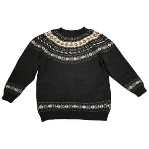 Spin2 Vintage Fair Isle Knit Sweater Womens 1X Gray Wool‎ Blend fits like medium